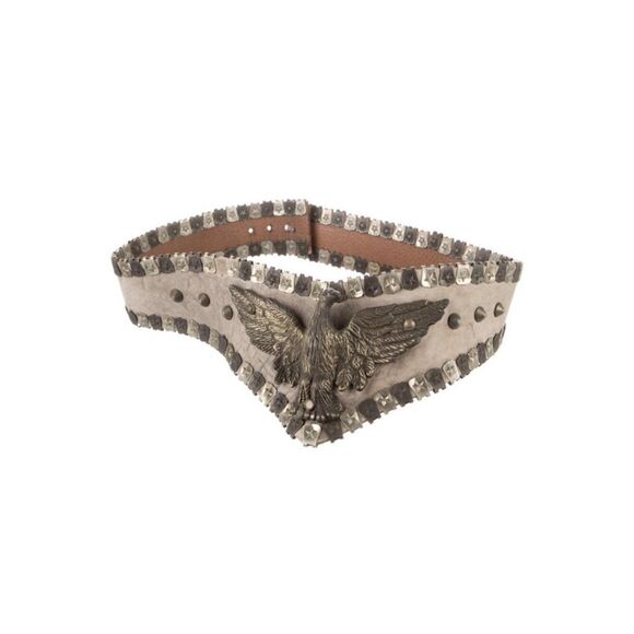 Jose Cotel Authentic Beige Taupe Bronze Stud Eagle Leather Metal Waist Belt main image 6